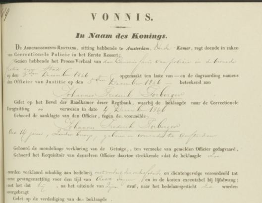 Rechtbank Johan Frederik Slaterus 1846